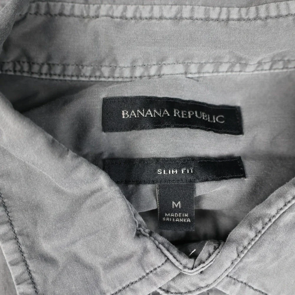 Banana Republic Shirt Mens Medium Gray Slim Fit‎ Long Sleeve Button Down Casual